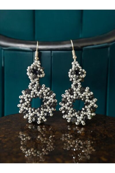 escoines koleksiyon Escoines Handmade Crystal and Sand Beaded Special Design Earrings Stylish Decorative Processing 39963693Eedb176107