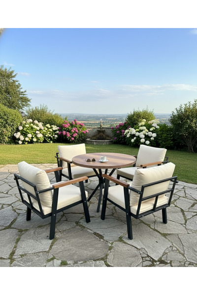 Kırlenta ERCİYES 4 ADET BERJER KOLTUK VE MASASI ÇAY SETİ TAKIMI MUTFAK TAKIMI BALKON TAKIMI BAHÇE MOBİLYASI