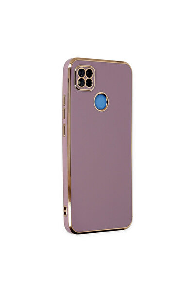 AKSEFİZZ Redmi 9C Kılıf Parlak Soft Yüzeyli Kamera Korumalı Altın Kenarlı Kapak
