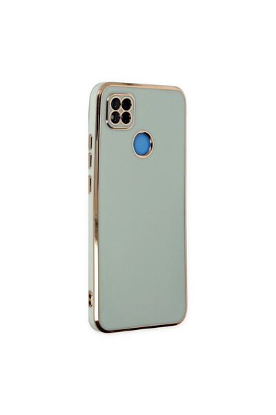 AKSEFİZZ Redmi 9C Kılıf Parlak Soft Yüzeyli Kamera Korumalı Altın Kenarlı Kapak