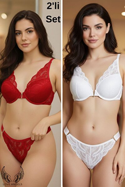 Love Angels V Detailed Underwire Padded Double Underwear Set
