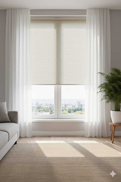 rüyyahomestore Çift mekanizmalı çizgili tül stor ve güneşlik stor