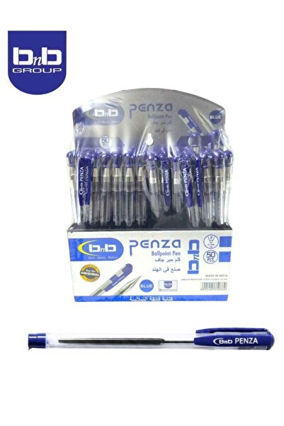 BNB أقلام حبر جاف من مجموعة بينزا، حبر أزرق، سن رفيع 0.7 مم، عبوة من 50 قلمًا