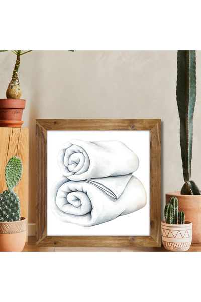 Tuba Decor Tablou pătrat cu rame din lemn pentru baie