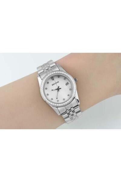 Brosha Women's Watch, Silver Stones, White Dial