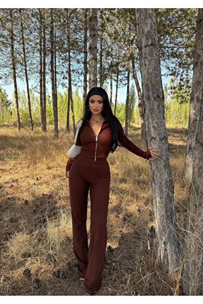 charme butik Polo Collar Snap Fastener Two-Way Zipper High Waist Ottoman Suit