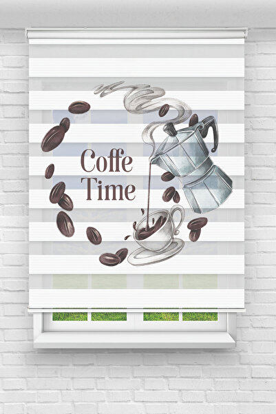 Perdecizade (ENXBOY)COFFE TİME DİJİTAL BASKILI ZEBRA PERDE-COCUK ODASI-STOR P...
