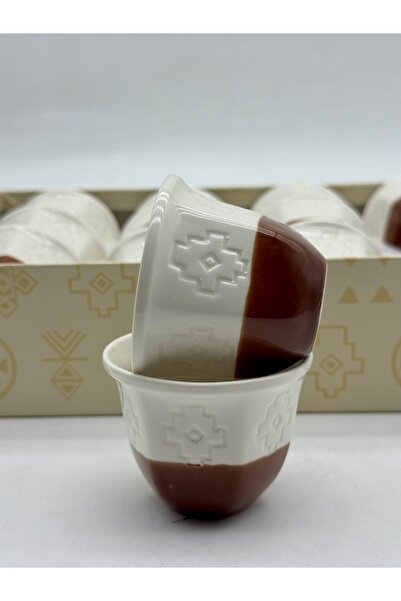 cc bin shihon Arabic coffee cups, set of 12 pieces, with traditional touches, two colors, porcelain coffee cups