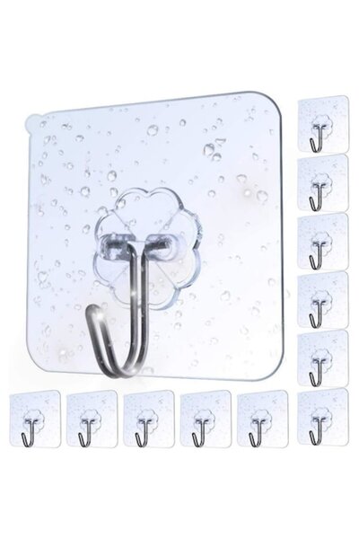 Sunmostar Σετ 12 κρεμάστρων, Sunmostar, PVC/Μέταλλο, 60x60 χιλ., Διαφανές/Ασημί