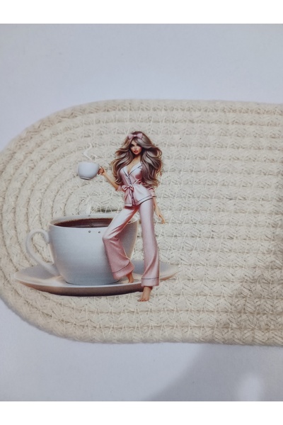 Ahs Tasarım ☕ AHS Design Sweet Coffee Dream –DTF cu imprimeu Suport pentru cafea din frânghie de bumbac