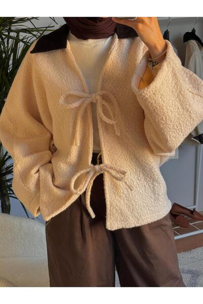 Jagra outdoors Kadın Kaşe Kumaş Oversize Salaş Bağlamalı Günlük Hırka Ceket S...