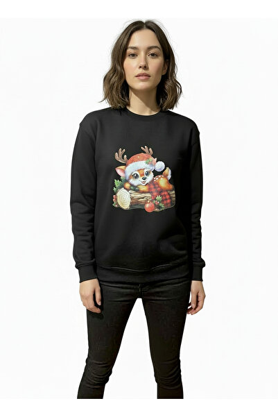 LYVEAN Christmas Printed Cropped Sweatshirt with Cropped Neckline and Baby De...
