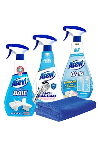 ASEVI Set de curățare - Dezinfectant pentru baie, anticalcar, soluție de cură...