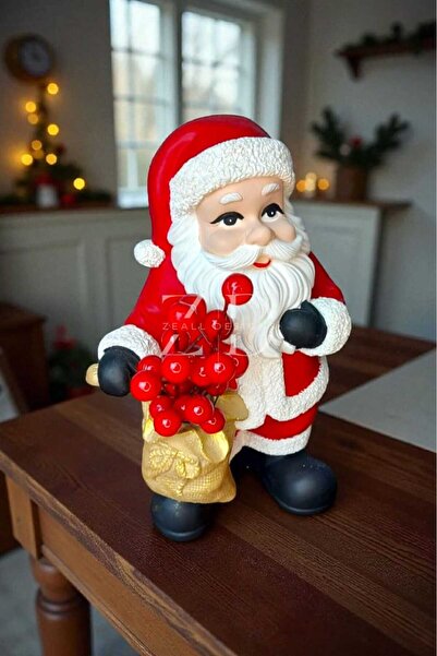 ZEALL DESIGNS Yılbaşı Yeniyıl Dekor Süs Kırmızı Küçük Noel Baba Biblo Çerezli...
