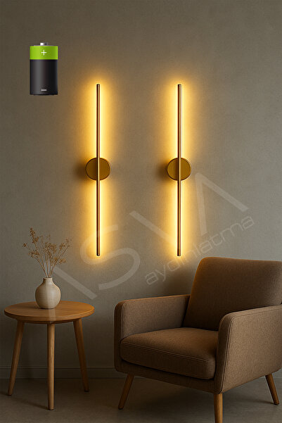 asva aydınlatma 2 Li 70 cm Ortadan Taslı Pilli Aplik Günışığı Led Eskitme Gol...