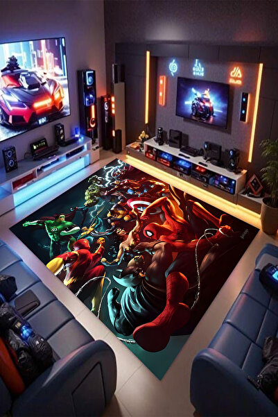 Reyhani Marvel Kaymaz Taban Makinede Yıkanabilir Çocuk Gamıng Halısı Yatak Od...
