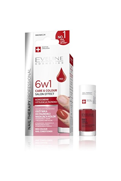 EVELINE KOLOROWKA Colored Nail Balm 6-in-1, Red, 5 ml