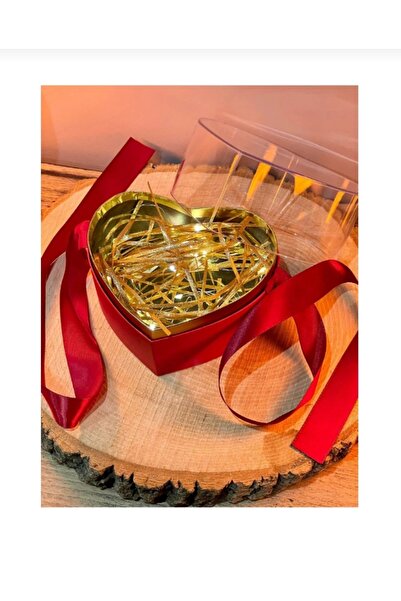 Puffly Hediyelik Işıklı Kalpli Kadife Hediye Kutusu Yılbaşına Özel Sevgiliye ...