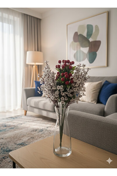 yapay çiçek evi 1adet ırı taneli kolına 2 adet badem aranjmanlı vazo çiçeği