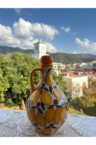 Ayosse Handmade 22 cm 800 ml Lemon Patterned Ceramic Oil Pot