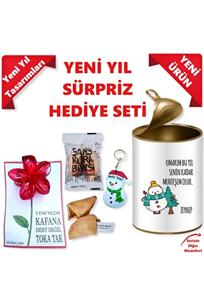 E-Hediyeci Kişiye Özel Kutu Hediye, Yılbaşı Hediyesi, Yılbaşı Hediyesi, Sürpriz Mesajlı Şans Kurabiyesi, Konsep