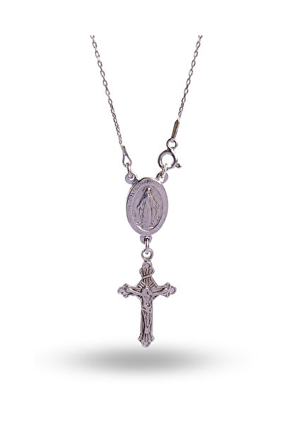 LUNA LUSTER 925 Ayar Gümüş Haç Meryem Ana Tasarım Kadın Gümüş Kolye Yılbaşı H...