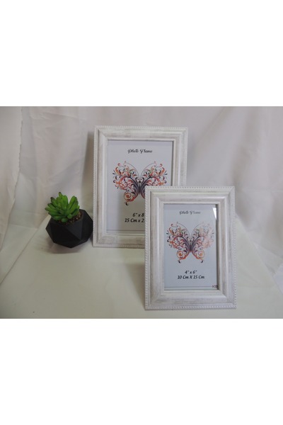 Ucuz Parçacım Resim Çerçeve 2’li Takım 15×21 & 10×15 cm – Beyaz Eskitme, Anti...