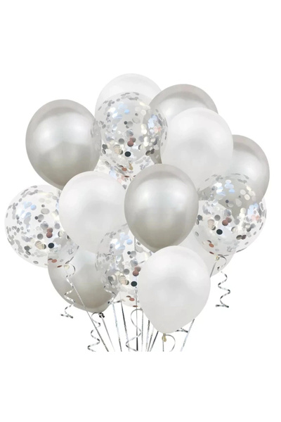 Teno Set de 15 baloane albe/argintii