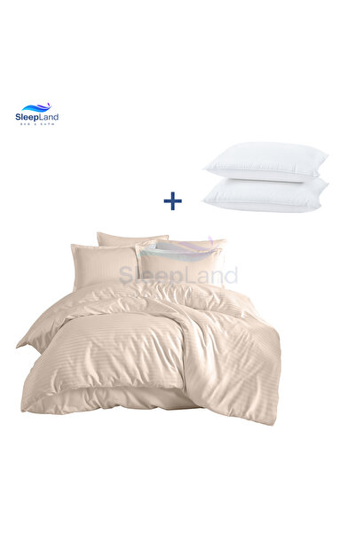 SLEEPLAND Hotel-style bedspread set, beige color, size 200x200cm, with two ho...