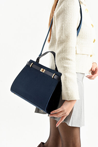 Adox Çanta ZHAN MODEL СИНЯ ЗАМШОВА ЖІНОЧА СУМКА ДЛЯ РУК І ПЛЕЧ