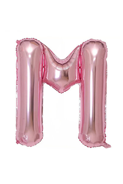 Teno Letter M Balloon, metallic, for parties/birthdays/events, durable, foil, pink, 40 cm