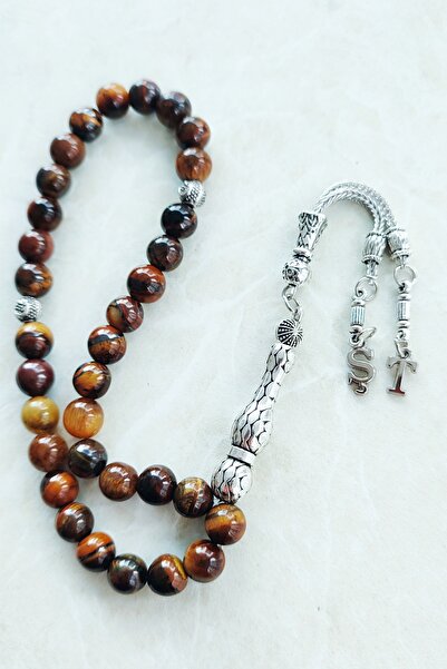 ŞAHBEY TESBİH Kişiye Özel Harf Detaylı Püskül Kaplangözü Doğal Taş Tesbih / İ...