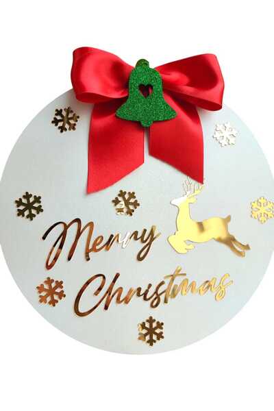 AYIŞIĞI DESİNG زينة باب السنة الجديدة زينة باب خشبية بفيونكة حمراء