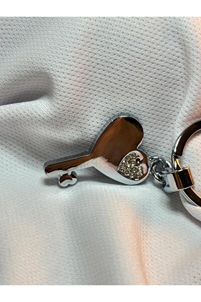 anahtarlık evreni ميدالية مفاتيح معدنية باللون الرمادي الفضي بتصميم قلب مرصع ...