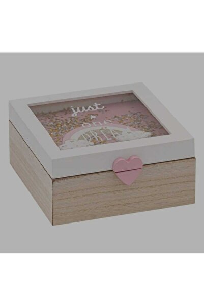 OEM Wooden Storage Box with Glass Rainbow Gold Confetti 15x15x7cm