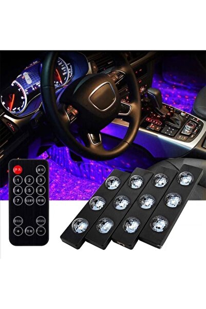 LIGHTNIX Disko Efektli Oto Araç Ayak Altı LED RGB Ambiyans Aydınlatma Seti 12...