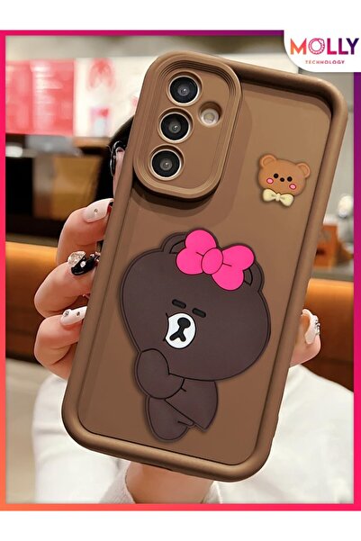 Molly Fallow Brown Edges Thick 3D Embossed Alice Bear Silicone Case for Samsu...