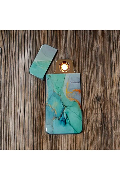 DURUSOY Mermer Desenli Usb Şarjlı Ses Komutlu Elektronik Alevsiz Sigara Yakan...