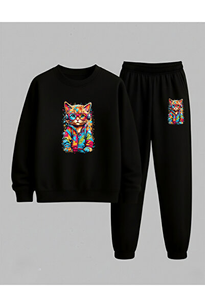 LORVEX Унисекс суитшърт - Комплект спортен екип Детски велосипед Врат DJ Cat ...