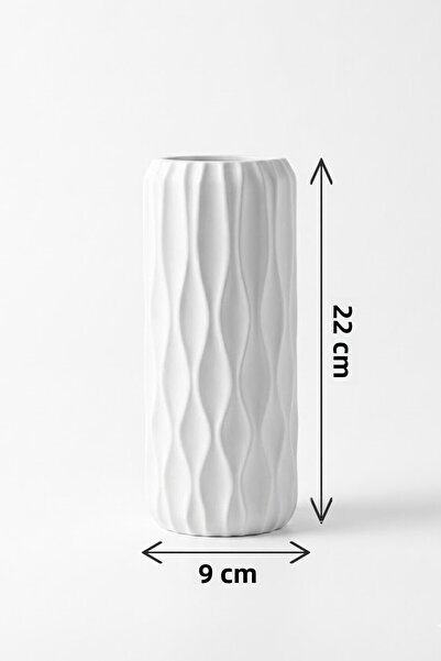 MEK Vază decorativă elegantă cu model de undă geometrică albastră (22x9cm)