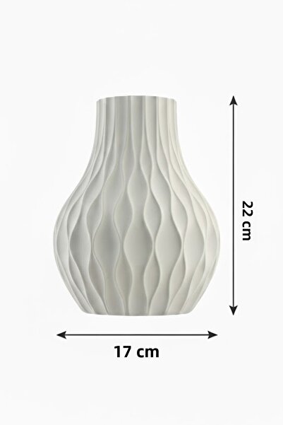 MEK Vază decorativă cu dungi albastre (22x17cm)