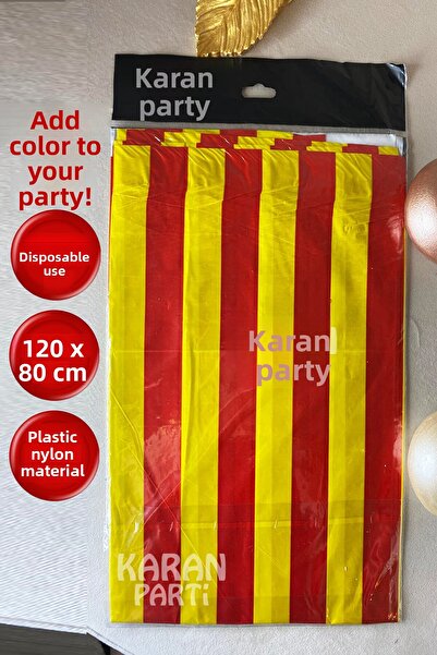 karanca parti süs مفرش طاولة أصفر وأحمر للاستخدام مرة واحدة لحفلات أعياد الميلاد