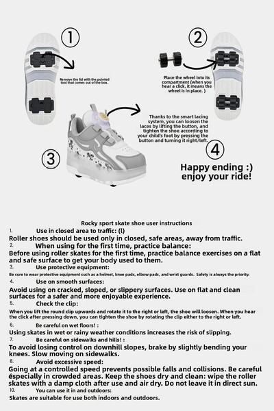 sepona Patented Lighted Orthopedic Sports Shoes 4 Wheel Skates – Lights On/Off with Button