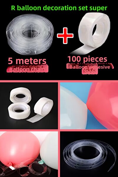 karanca parti süs 5 Meter Balloon Chain + 100 Pieces Balloon Adhesive Tape Su...