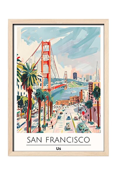 gxe.art Pictură decorativă de perete cu rama din lemn SAN FRANCISCO
