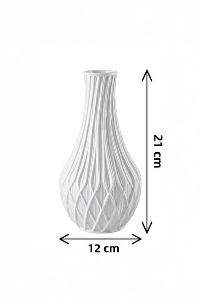 MEK Vază decorativă cu model ondulat albastru (21x12cm)