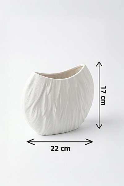 MEK Crinkled Line Decorative Modern Vase Black (17X22Cm)