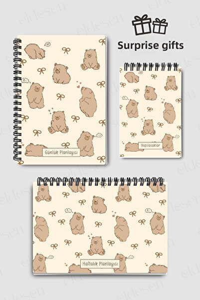 Eldesen Tasarım 3-Pack Planning Set, Daily Planner, Weekly Planner, To-Do, Academic Agenda