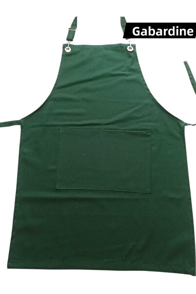 MUTLUGYM Gabardine Fabric Adjustable Strap Green Waiter – Barista – Chef Apron (with Stainless Metal Parts)