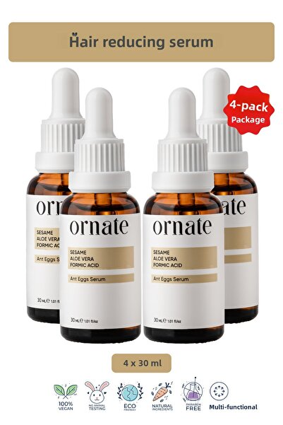 ORNATE سيروم تقليل الشعر وترطيبه بزيت بيض النمل، مجموعة سوبر مكونة من 4 قطع 30 مل